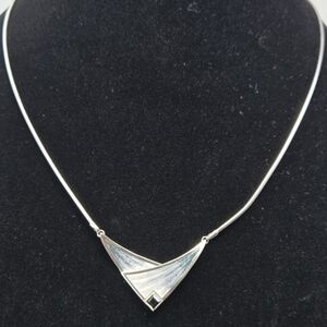 Nicky Butler Sterling Silver Necklace Trianglar Blue White Pendant Black Onyx